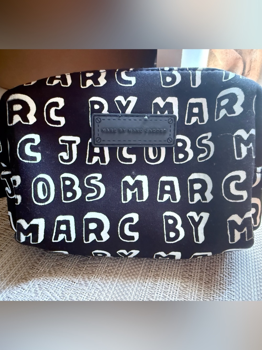 Marc by Marc Jacobs Mini Black and White Logo Toiletry Pouch